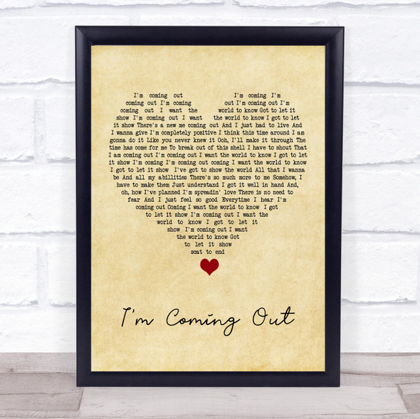 Diana Ross I'm Coming Out Vintage Heart Song Lyric Print