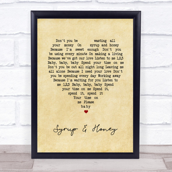 Duffy Syrup & Honey Vintage Heart Song Lyric Print