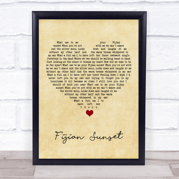 Ali Campbell Fijian Sunset Vintage Heart Song Lyric Print