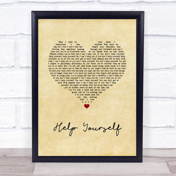 Amy Winehouse Help Yourself Vintage Heart Song Lyric Print