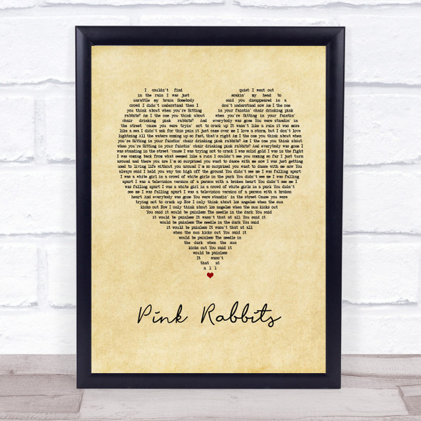 The National Pink Rabbits Vintage Heart Song Lyric Print