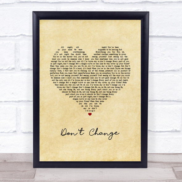 Why Don't We Don't Change Vintage Heart Song Lyric Print