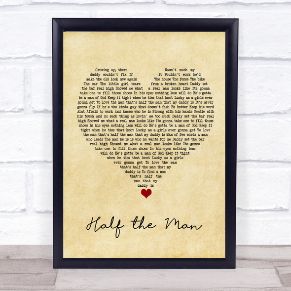 Jennifer Smestad Half the Man Vintage Heart Song Lyric Print