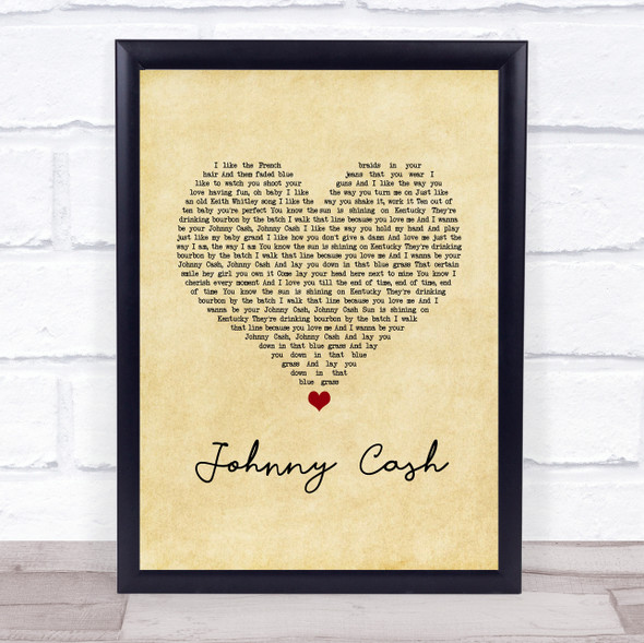 Kid Rock Johnny Cash Vintage Heart Song Lyric Print
