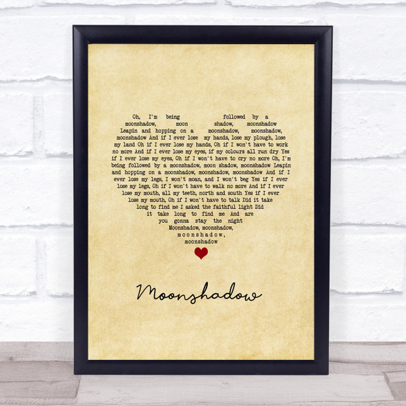 Cat Stevens Moonshadow Vintage Heart Song Lyric Print