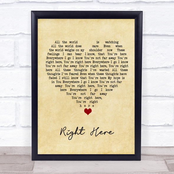 Kj Apa Right Here Vintage Heart Song Lyric Print