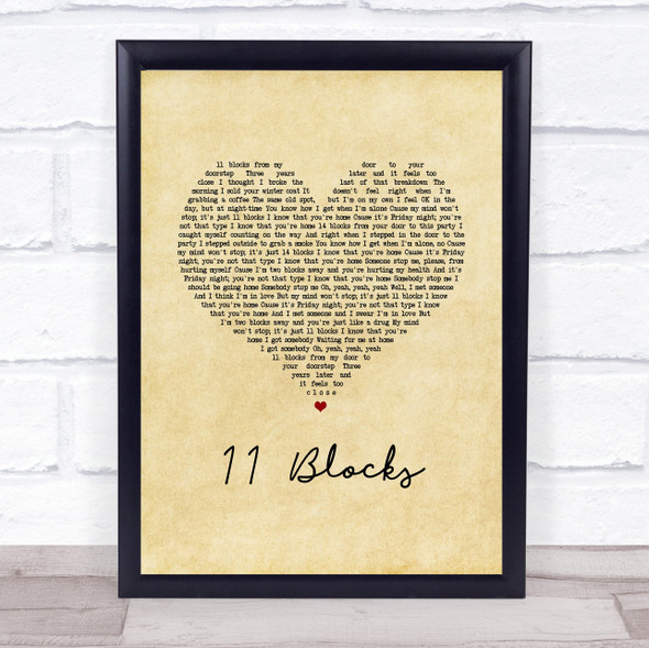 Wrabel 11 Blocks Vintage Heart Song Lyric Print