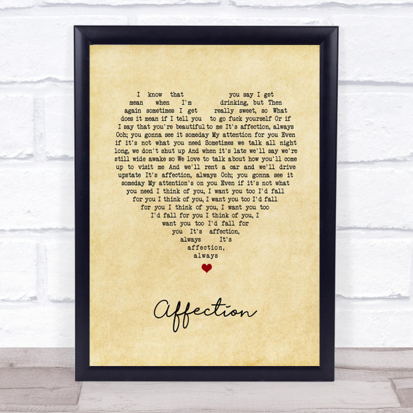 Cigarettes After Sex Affection Vintage Heart Song Lyric Print