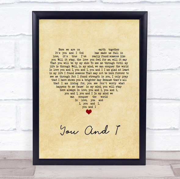 George Michael You And I Vintage Heart Song Lyric Print