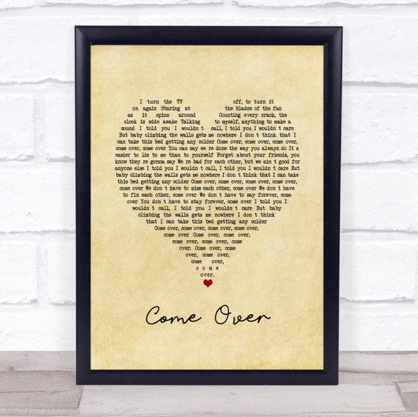 Kenny Chesney Come Over Vintage Heart Song Lyric Print