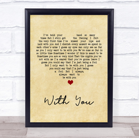 Prince With You Vintage Heart Song Lyric Print