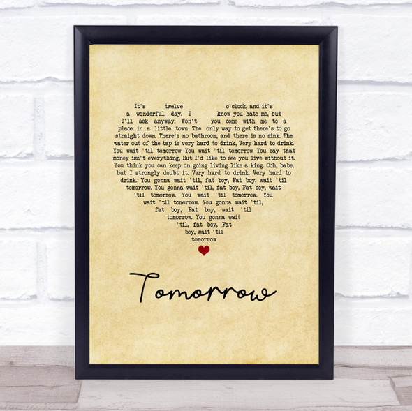 Silverchair Tomorrow Vintage Heart Song Lyric Print