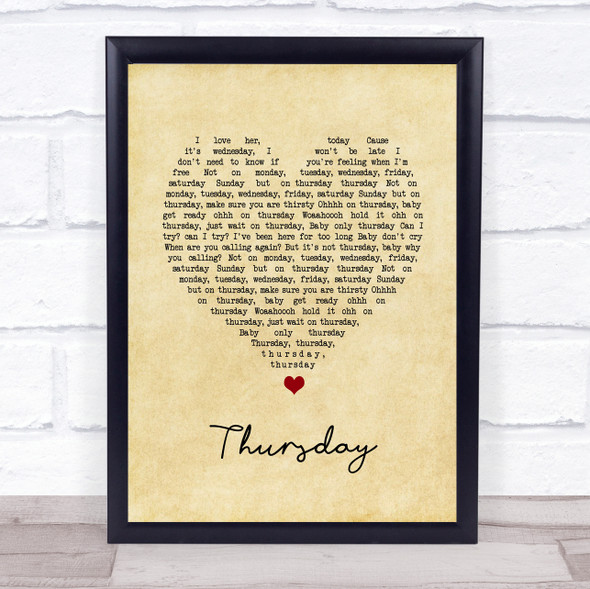 The Weeknd Thursday Vintage Heart Song Lyric Print