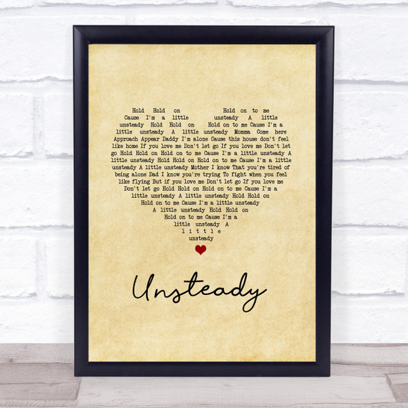 X Ambassadors Unsteady Vintage Heart Song Lyric Print