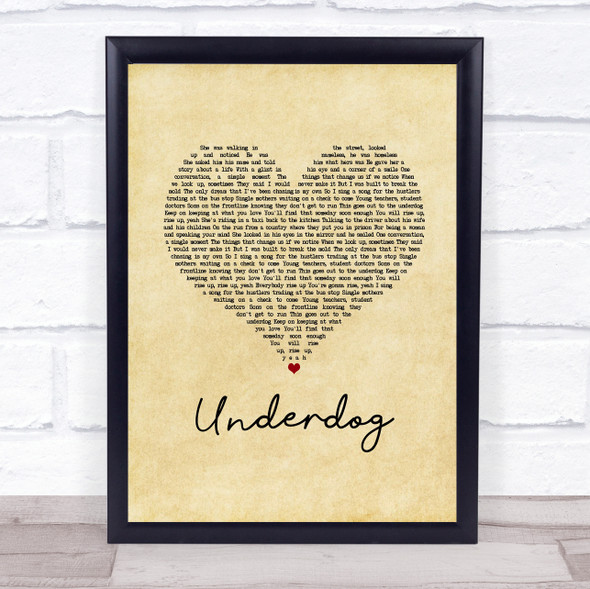 Alicia Keys Underdog Vintage Heart Song Lyric Print