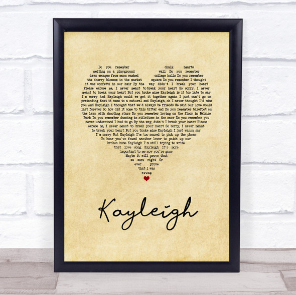 Marillion Kayleigh Vintage Heart Song Lyric Print