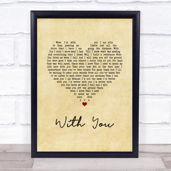 Marin Hoxha With You Vintage Heart Song Lyric Print