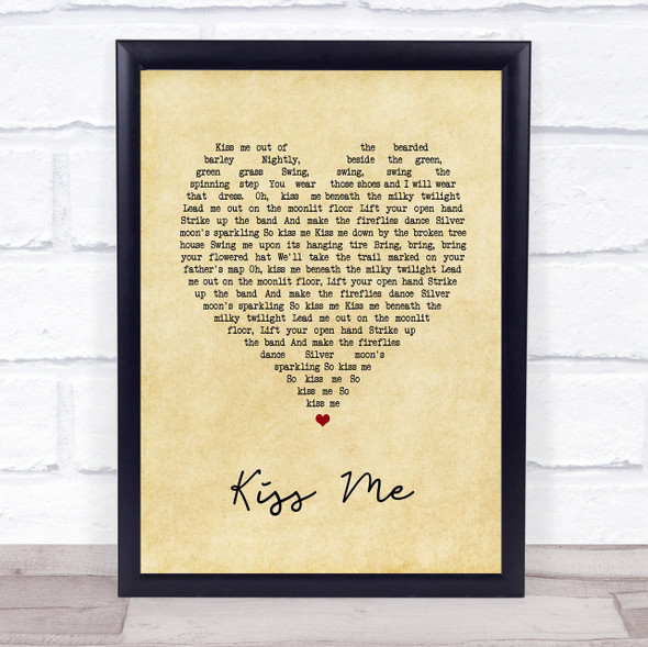 Sixpence None The Richer Kiss Me Vintage Heart Song Lyric Print