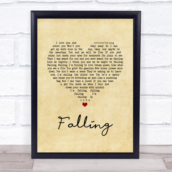 The Lumineers Falling Vintage Heart Song Lyric Print