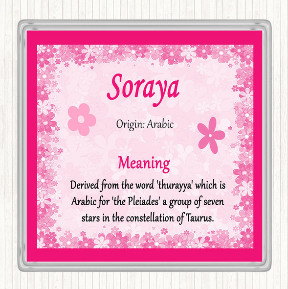 Soraya Name Meaning Coaster Pink