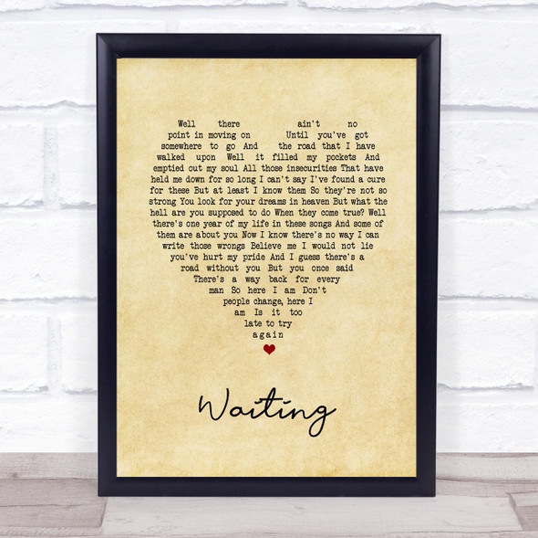 George Michael Waiting Vintage Heart Song Lyric Print