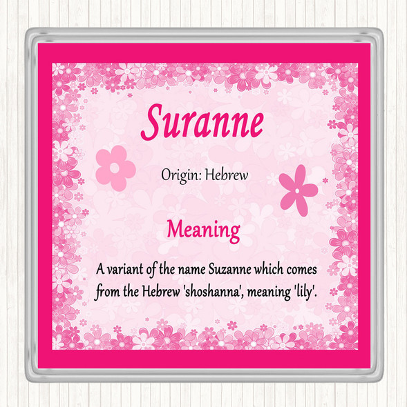 Suranne Name Meaning Coaster Pink