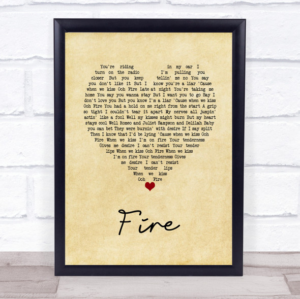 Babyface Fire Vintage Heart Song Lyric Print