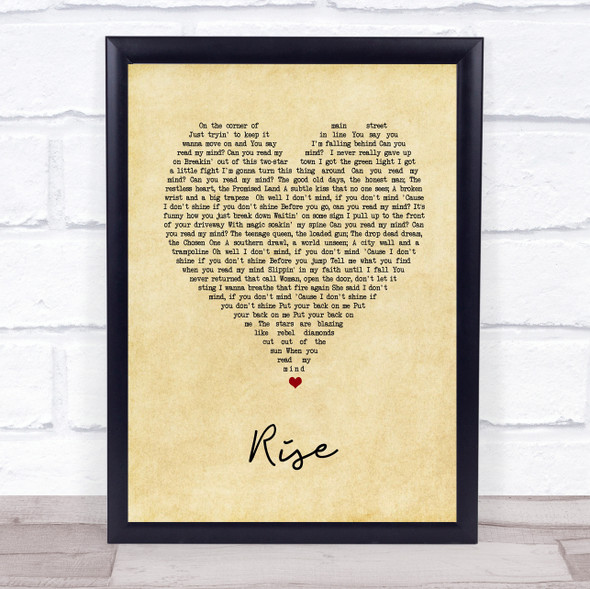 Ben's Brother Rise Vintage Heart Song Lyric Print