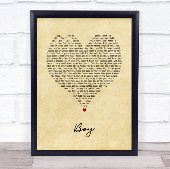 Lee Brice Boy Vintage Heart Song Lyric Print