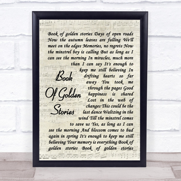 Runrig Book Of Golden Stories Vintage Script Song Lyric Print