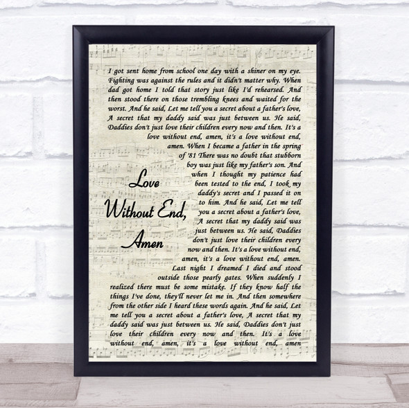 George Strait Love Without End, Amen Vintage Script Song Lyric Print