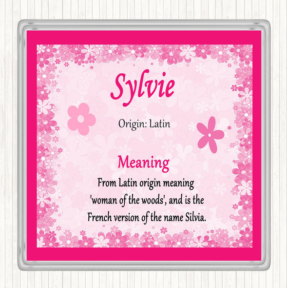Sylvie Name Meaning Coaster Pink