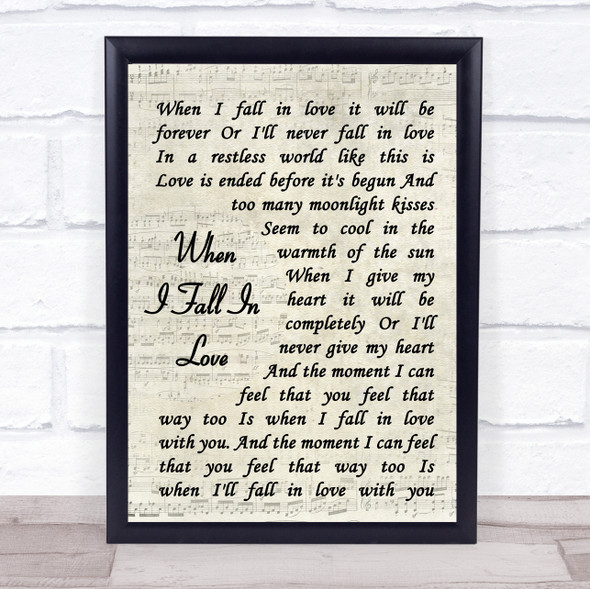 Nat King Cole When I Fall In Love Vintage Script Song Lyric Print