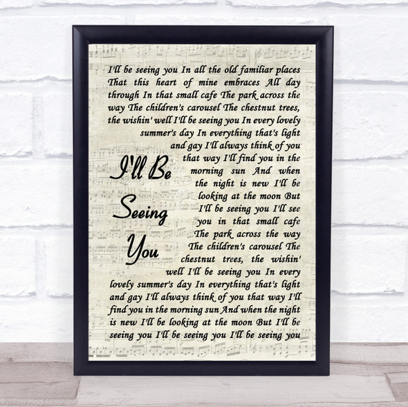 Jimmy Durante I'll Be Seeing You Vintage Script Song Lyric Print