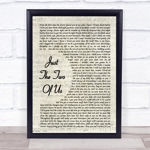 Will Smith Just The Two Of Us Vintage Script Song Lyric Print