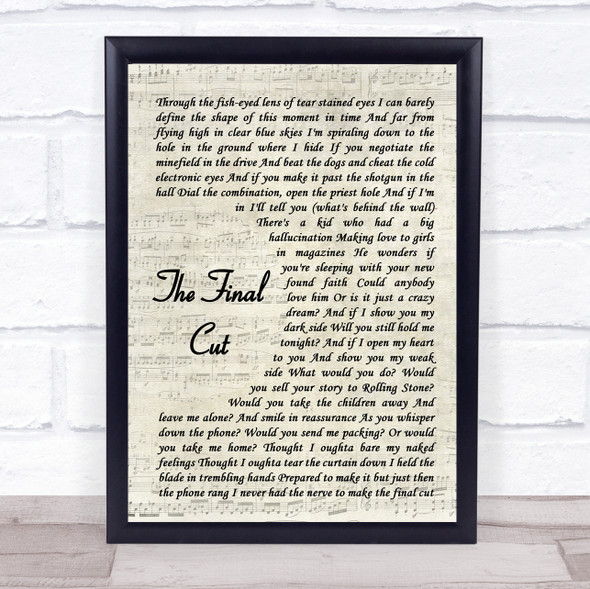 Pink Floyd The Final Cut Vintage Script Song Lyric Print
