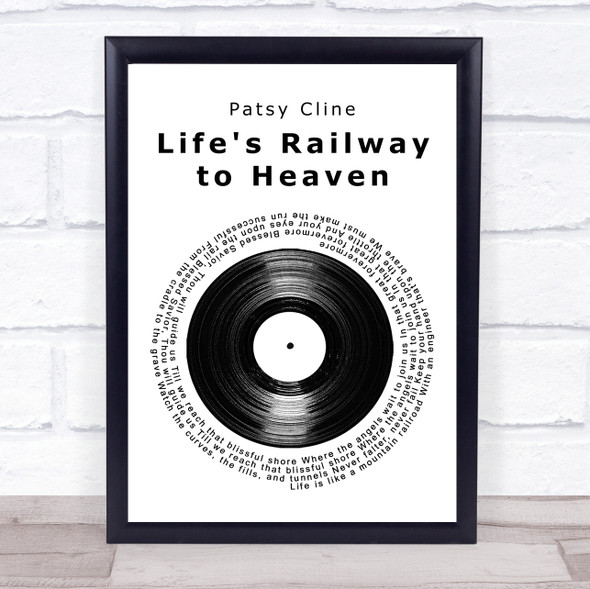 Patsy Cline Life's Railway to Heaven Vinyl Record Song Lyric Print