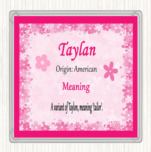 Taylan Name Meaning Coaster Pink