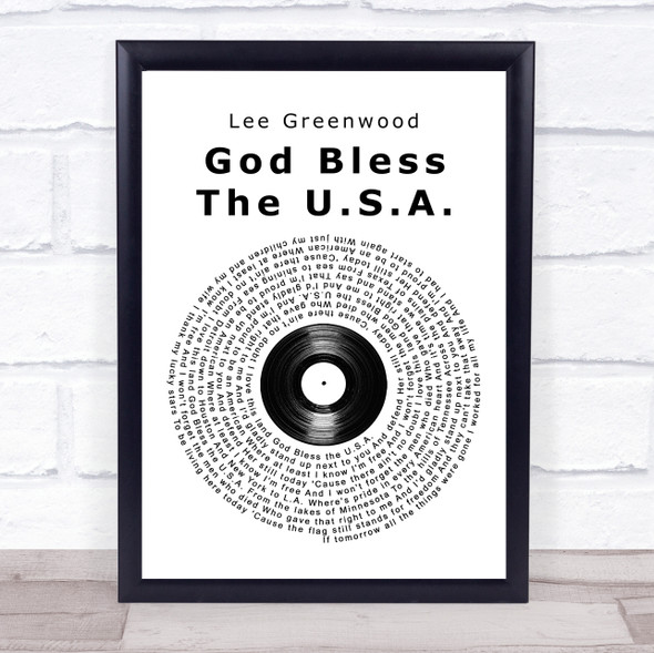 Lee Greenwood God Bless The U.S.A. Vinyl Record Song Lyric Print