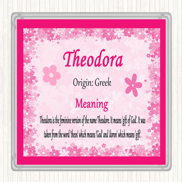 Theodora Name Meaning Coaster Pink