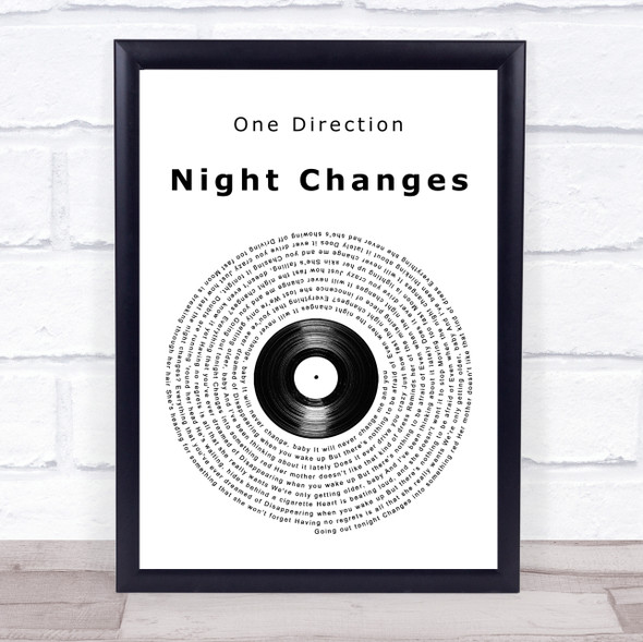 One Direction Night Changes Vinyl Record Song Lyric Print