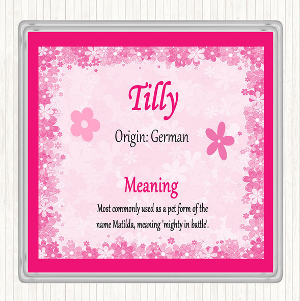 Tilly Name Meaning Coaster Pink