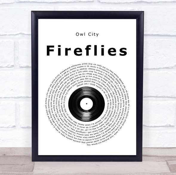 Owl City Fireflies Vinyl Record Song Lyric Print