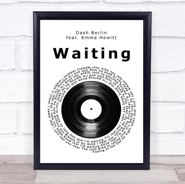 Dash Berlin feat. Emma Hewitt Waiting Vinyl Record Song Lyric Print