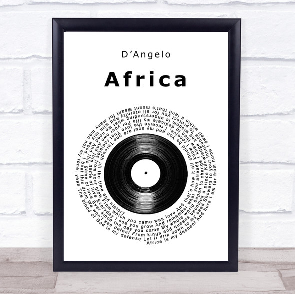 DAngelo Africa Vinyl Record Song Lyric Print