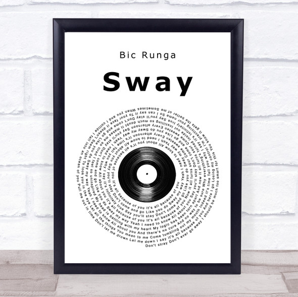 Bic Runga Sway Vinyl Record Song Lyric Print