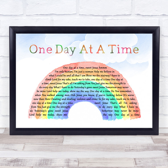 Lena Martell One Day At A Time Watercolour Rainbow & Clouds Song Lyric Print