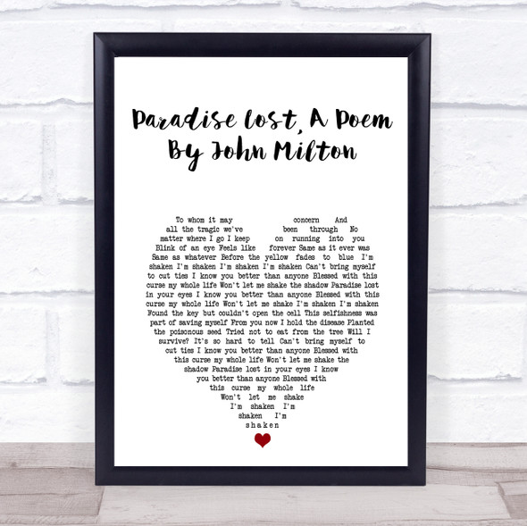 The Used Paradise Lost, A Poem By John Milton White Heart Song Lyric Print