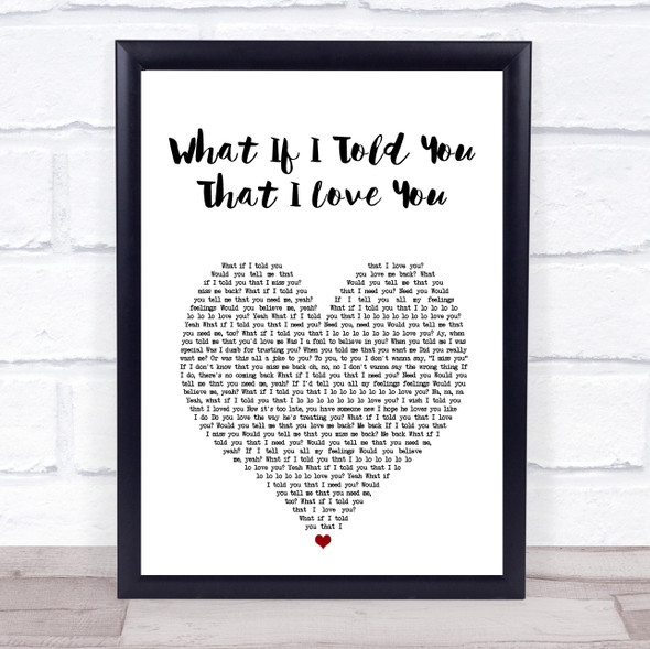 Ali Gatie What If I Told You That I Love You White Heart Song Lyric Print