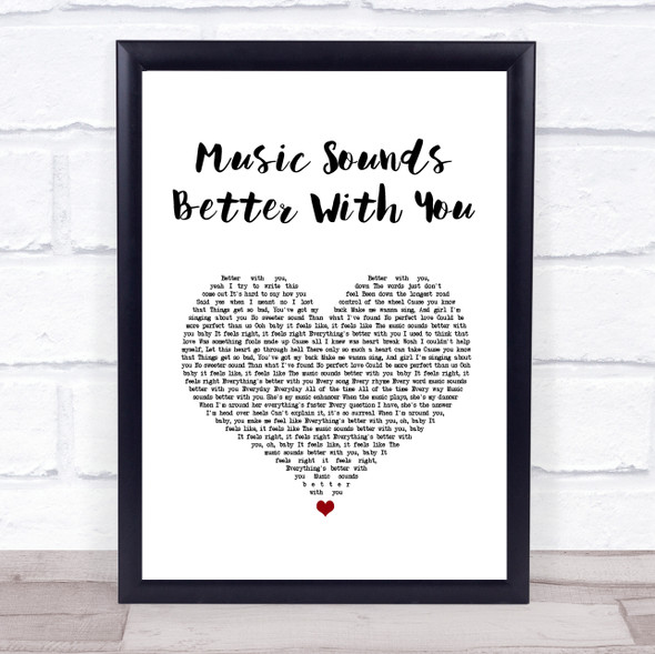 Big Time Rush Music Sounds Better With You White Heart Song Lyric Print